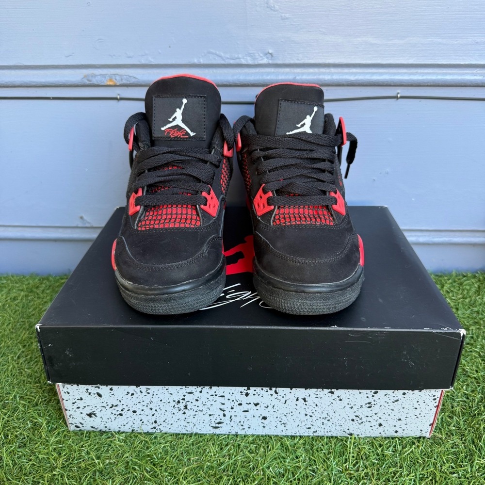 Air Jordan 4 Retro GS Red Thunder Black Crimson 408452-016 Size 3.5Y